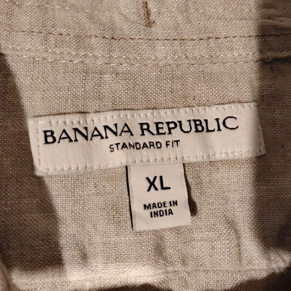 Banana Republic shirt mens XL Xlarge gray 100% linen short sleeve casual standar - Picture 5 of 10